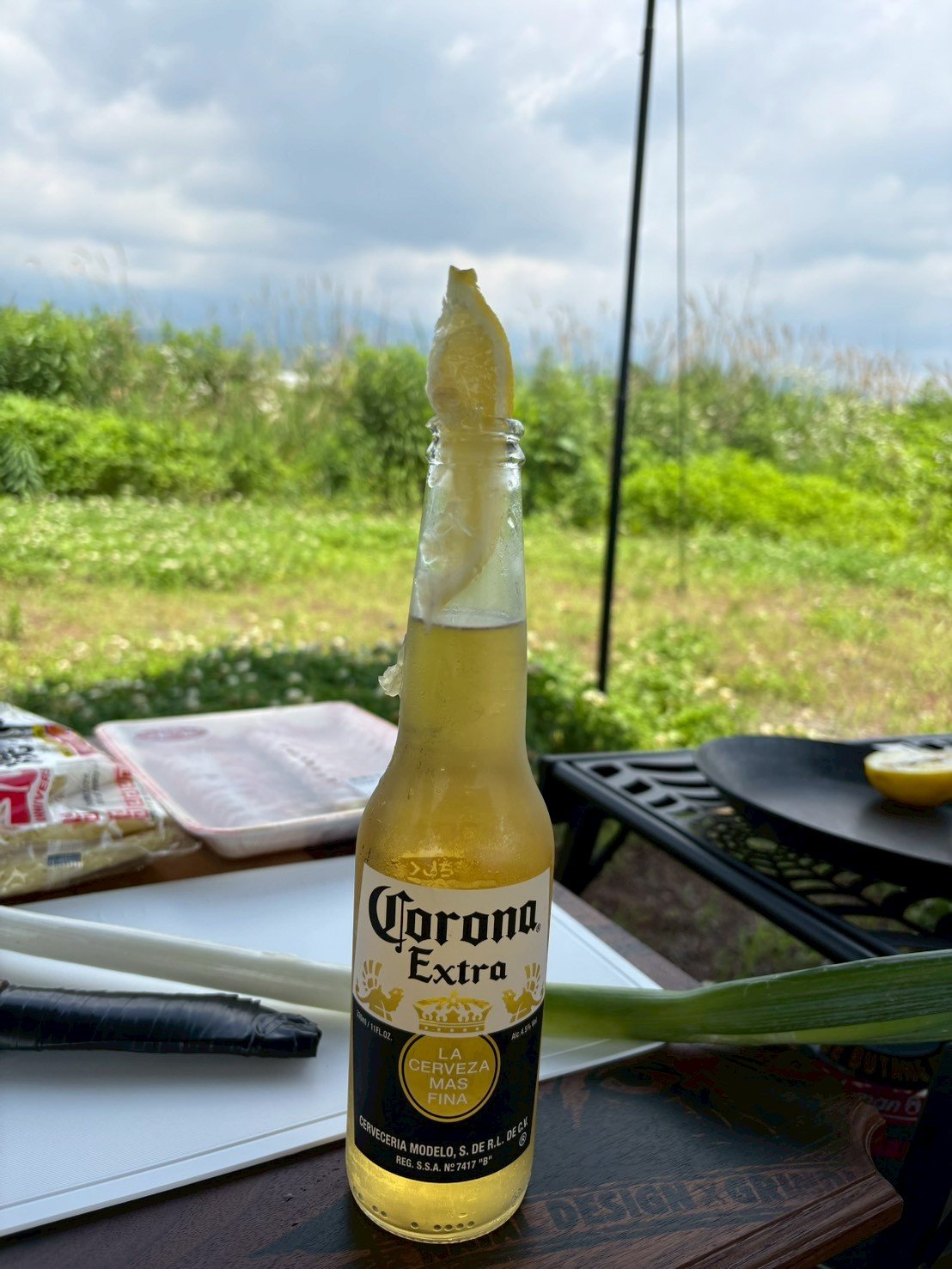 電源サイトにテントを張り夜間照明を楽しむキャンプの様子